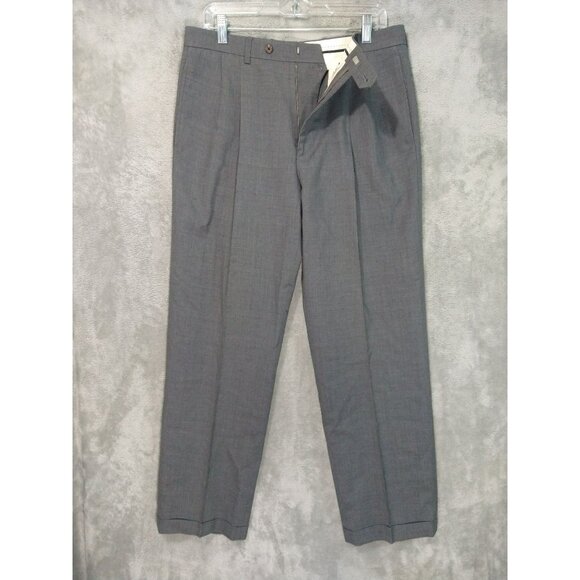 Ralph Lauren Dress Pants Mens 33x30 Gray Pleated Cuffed Wool Mid Rise Slacks - Picture 1 of 8
